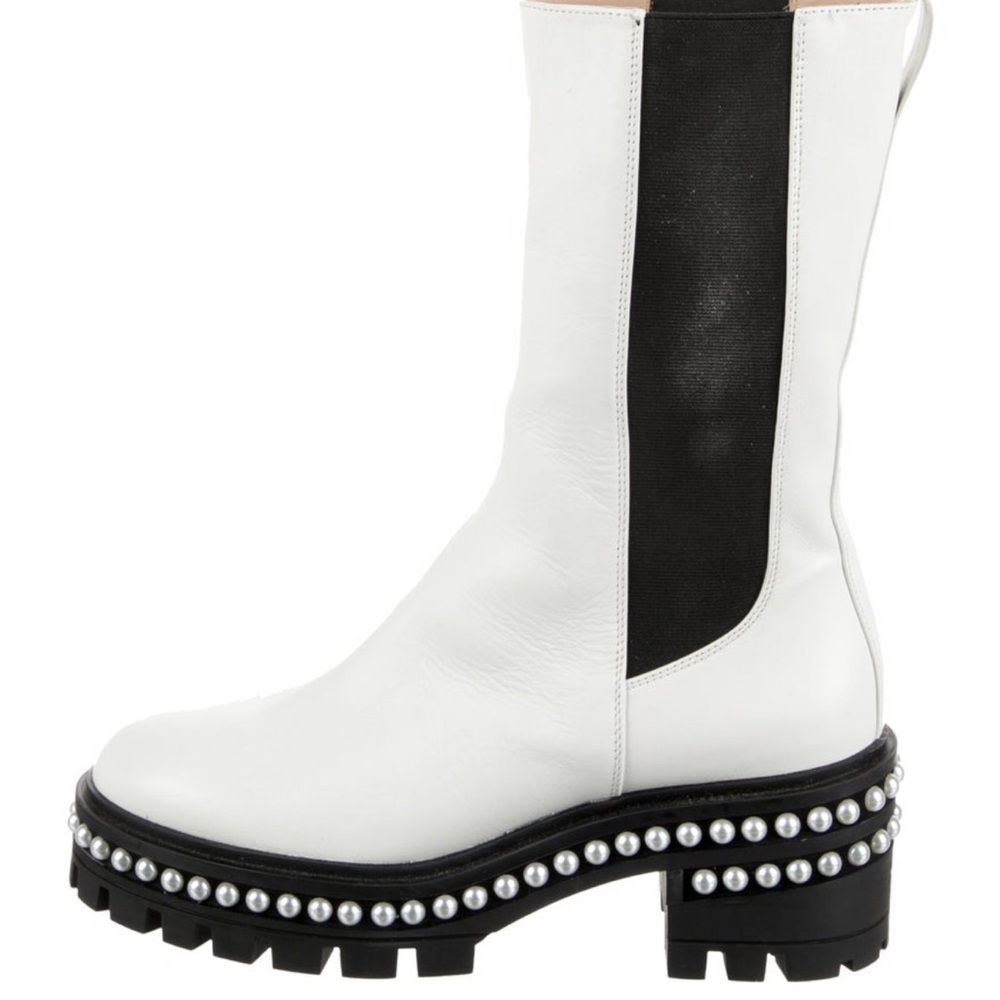 Stuart Weitzman leather beaded accents Chelsea boots